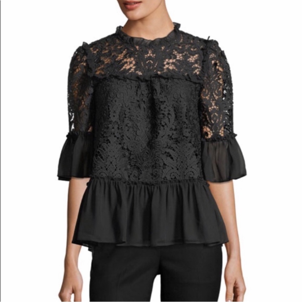 Kate Spade New York Lace Bell-Sleeve Peplum Top